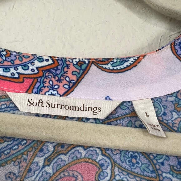 Soft Surroundings Wonderlust Topper Kimono Cardigan Paisley Purple Blue Size L - Picture 5 of 6